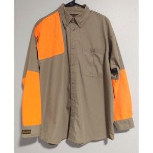 Gamehide Upland Field Men's Shooter Khaki Orange Long Sleeve Button-Down Shirt L